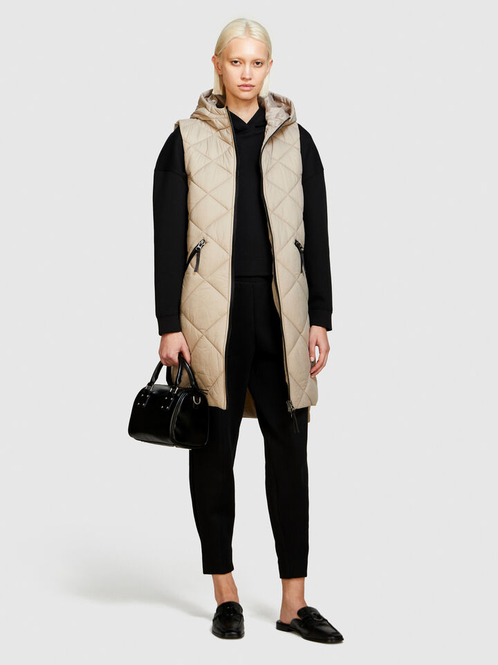 Long vest with hood - women's vests and sleeveless jackets - Beige | Sisley image number 1